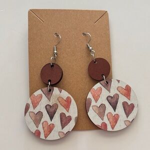 Fashion Jewelry Heart Pattern Earrings - Brown and Red